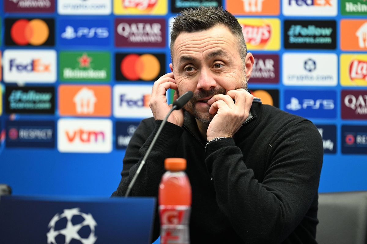 Head Coach Roberto De Zerbi of Marseille pictured during the UEFA Champions League 2025/26 League Phase MD8 match between Club Brugge KV and Olympique de Marseille. 