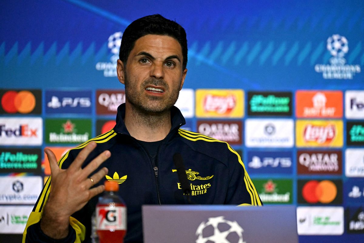 Arsenal boss Mikel Arteta speaks at a press conference