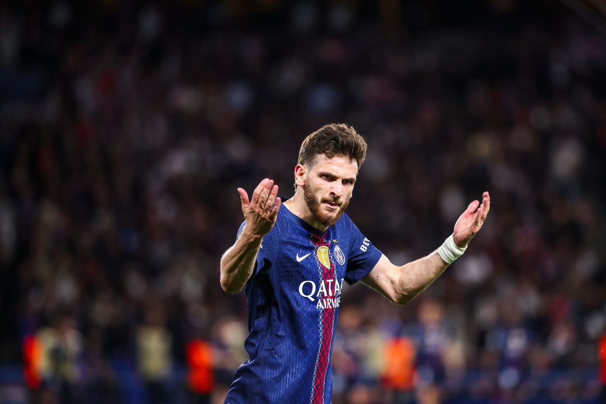 Khvicha Kvaratskhelia celebrates scoring against Bayern Munich