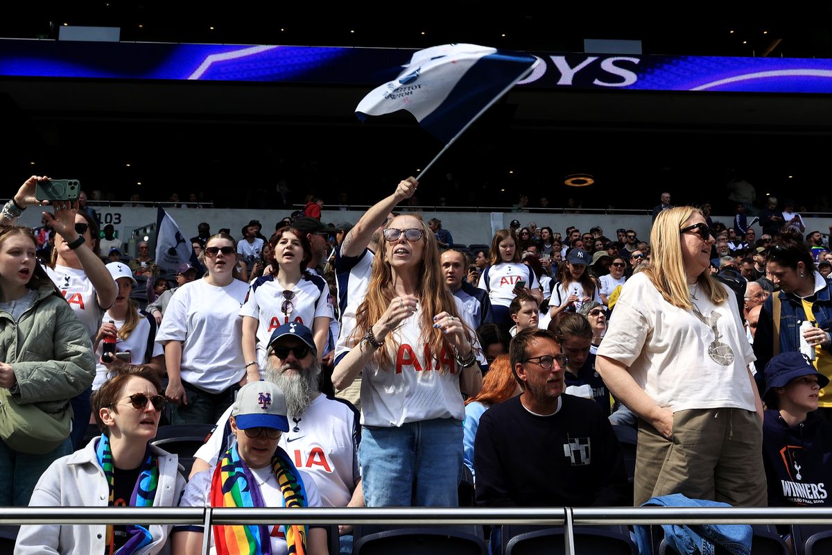 Tottenham fans at the Barclays Women's Super League match against Manchester United at the weekend which was Bethany England's last game as a Spurs player at the Tottenham Hotspur Stadium