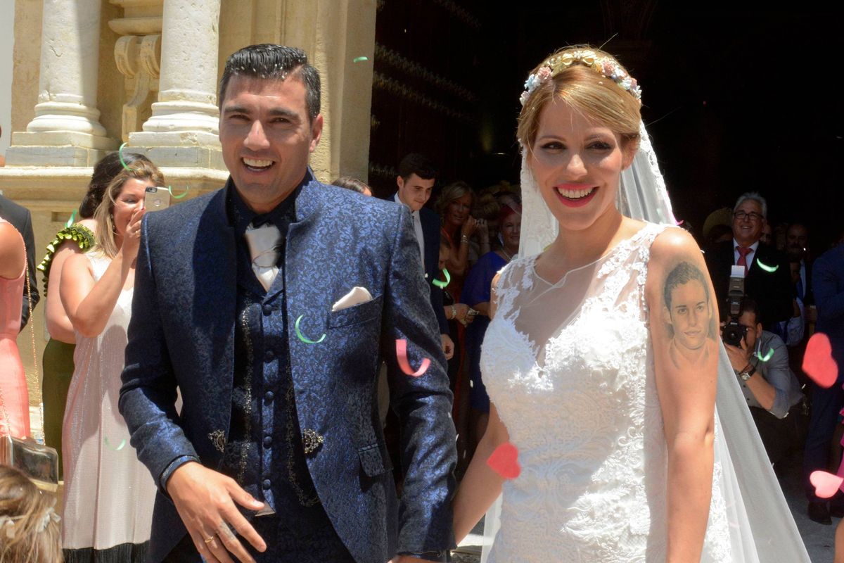 Jose Antonio Reyes and Noelia Lopez on thier wedding day