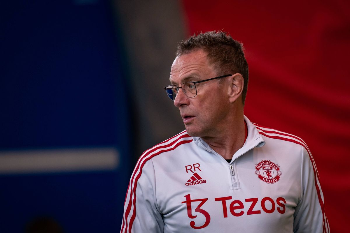 Ralf Rangnick during a first team training session at Carrington Training Ground. 