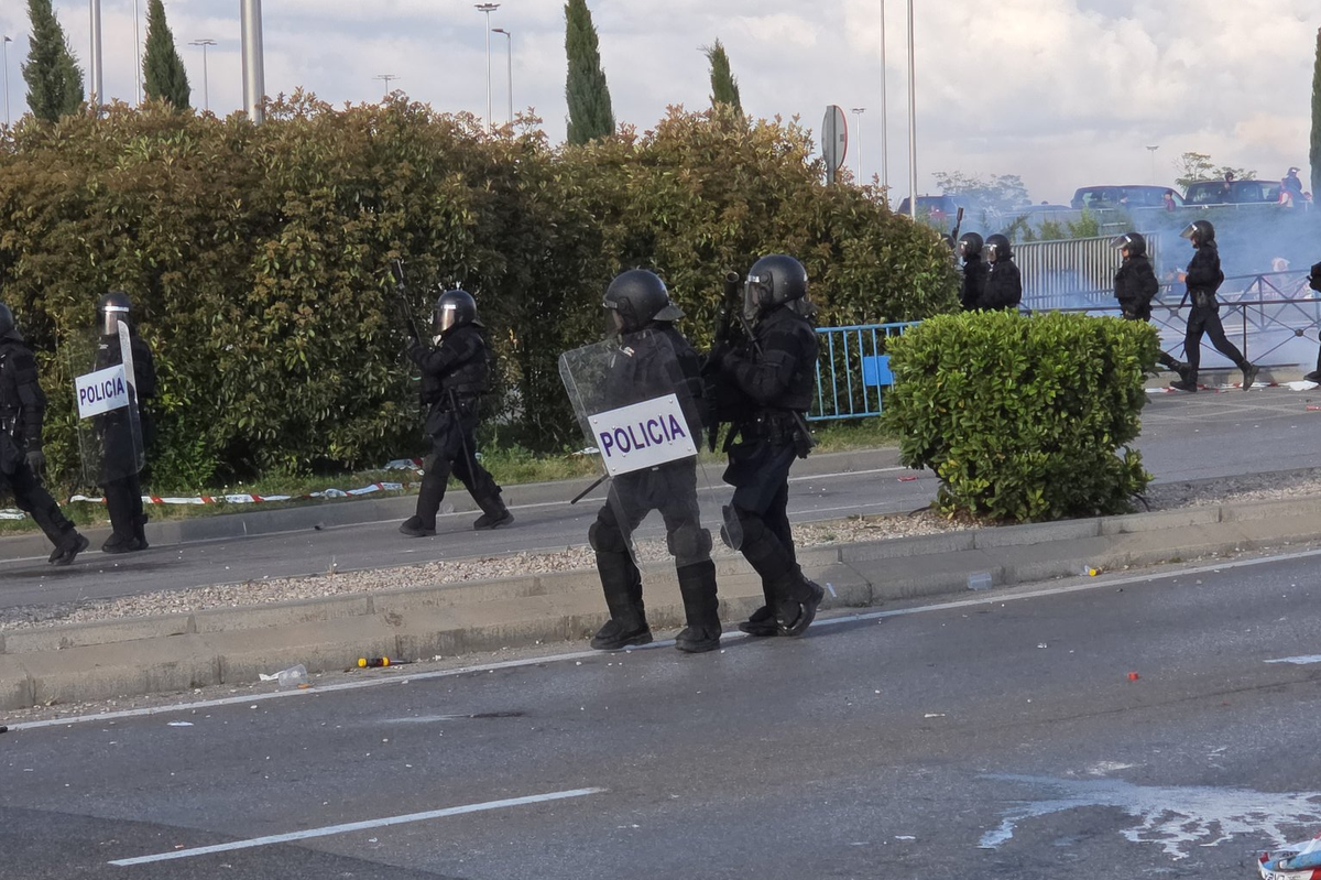 Police outside the Wanda Metropolitano.