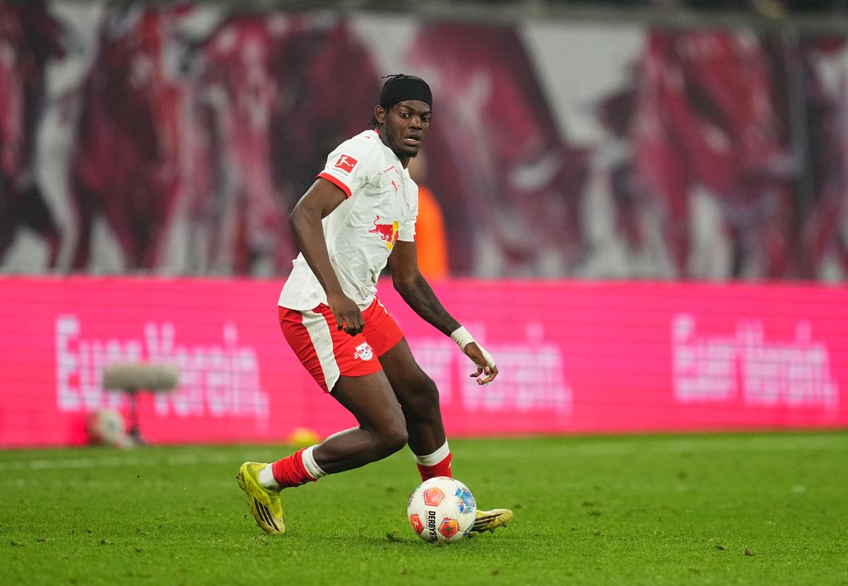 Castello Lukeba of RB Leipzig during a Bundesliga game against Hoffenheim.