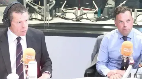 Rhun ap Iorwerth and Ken Skates in the BBC Radio Wales studio