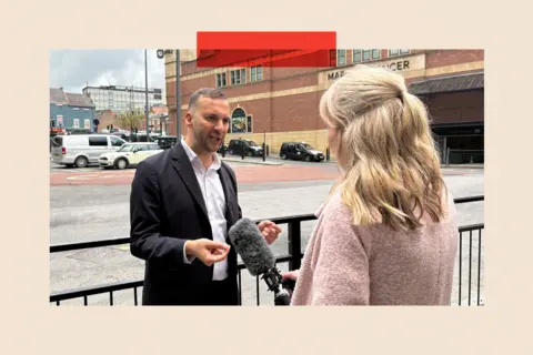 PA Wire Green Party leader Zack Polanski speaking at a bus station in Newcastle city centre, whilst on the campaign trail